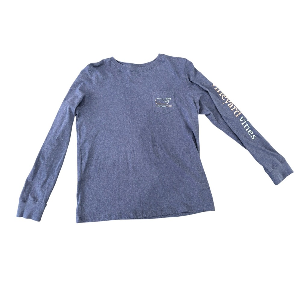 Vineyard Vines Womens Long Sleeve Whale Pocket T-Shirt Blue Small